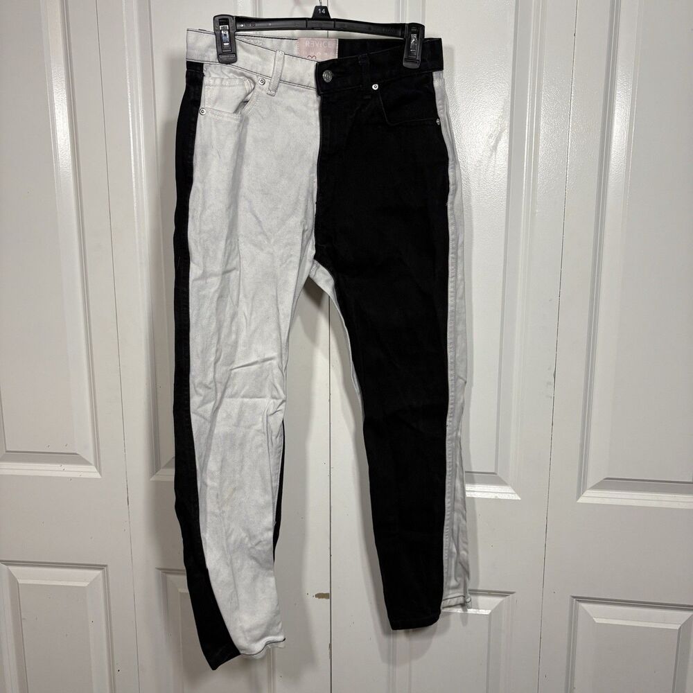 Revice Two Tone Jeans Women 29 Black White High Rise Y2K Contrast Streetwear